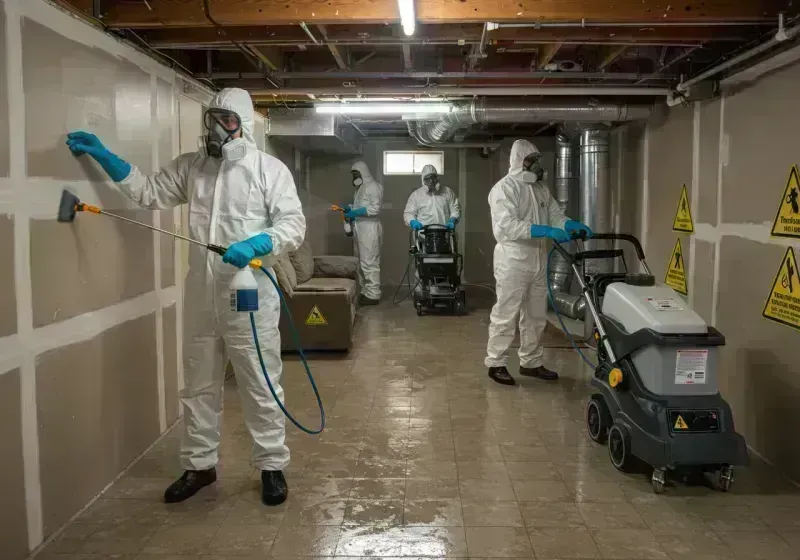 Basement Moisture Removal and Structural Drying process in New Lisbon, WI